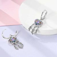 Pendientes coloridos de plata de circonio, cruz, calavera, torre de hierro, pluma estilográfica, taza de café, estrellas, regalos de mujer, joyería de boda - details 42