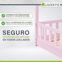 Cama Infantil 80 x 160 cm con protección anticaída, Cama casa de Madera Maciza para niños - Cama en Color Rosado - details 4