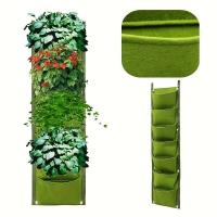 7 bolsas verticales, colgante de pared de tela de fieltro, ETA de jardín al aire libre, contenedor para plantar flores y verduras - details 3