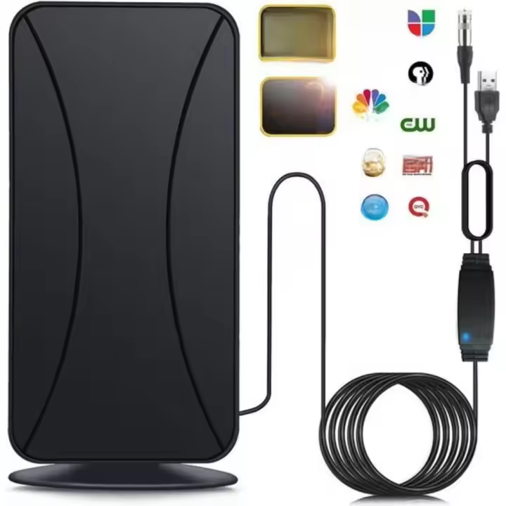 Antena de TV para interiores y exteriores, potente antena HDTV digital de 480 km con amplificador de señal inteligente - 1