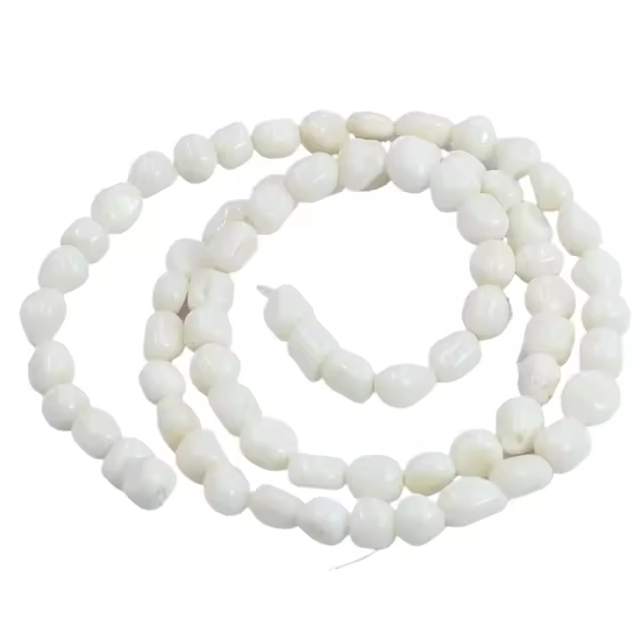 Gemas de Coral de bambú de mar blanco Natural, pequeñas, 4-5mm, cilindro Irregular, tambor, patata, cuentas espaciadoras sueltas, 15" - 1