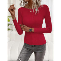 Primavera y otoño nuevo suéter con hombros descubiertos para mujer Top de punto - details 1