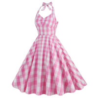 Vestido de fiesta para mujer, con cinturón de cuello colgante rosa, vintage - details 1