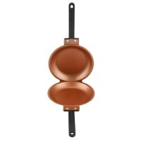 Sartén redonda con tapa para tortillas con mango largo, sartén plegable de doble cara, sartén antiadherente para hacer tortitas, jamón - details 6