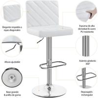2pcs Taburetes de Bar Altura Ajustable 92-113,5cm Sillas de Bar Asientos Giratorios Diseño Moderno Taburetes Altos Blanco - details 4