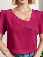 Blusa de talla grande con temperamento, camisa holgada informal para mujer, blusa elegante de manga corta para días de la semana - details 0