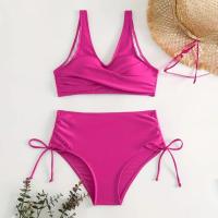 Conjunto de Bikini de 2 Piezas para Mujer Traje de Baño Sin Mangas con Cuello en V y Cintura Alta - details 21