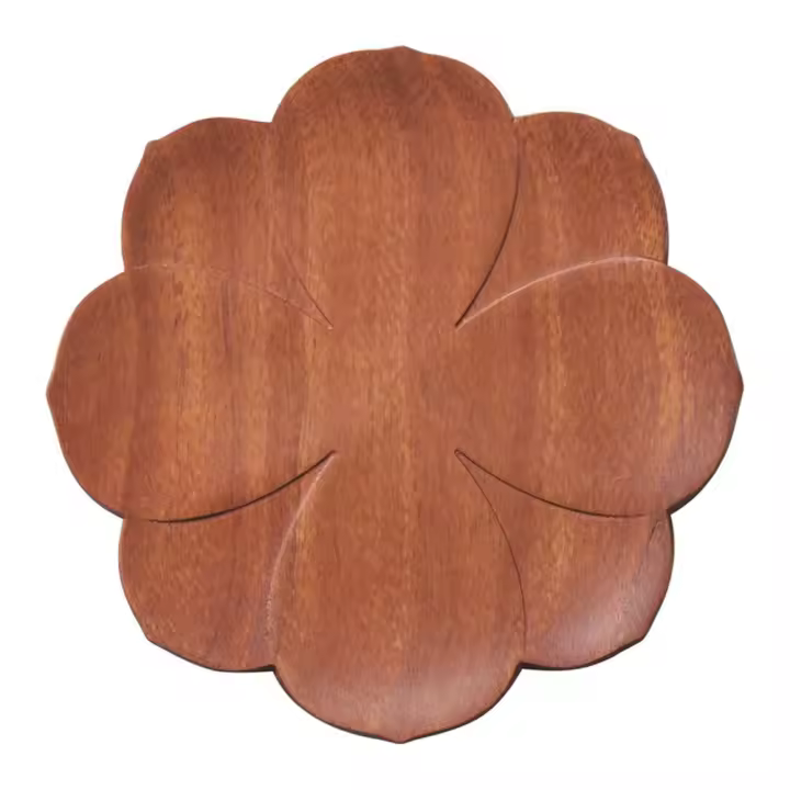 Posavasos de madera de palisandro duradero, diseño de pétalos 3D, alfombrilla para bebidas, redonda, resistente al calor, almohadilla para taza de café, almohadilla antideslizante para mesa - 1