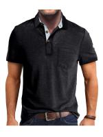 Camisa de manga corta para hombre, camisa de solapa con botones, bolsillo en el pecho, color sólido, a la moda - details 71
