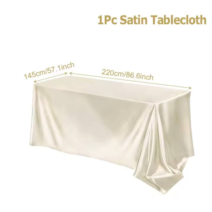 Mantel rectangular de satén, cubierta de mesa de Color sólido blanco y rosa liso brillante, suministros de fiesta de boda, decoración de mesa - 1