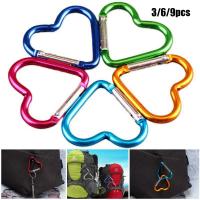 Mosquetón de aluminio con hebilla en forma de corazón, llavero colgante con Clip para botella de agua, accesorios de escalada, Kit de viaje, 6 piezas - details 2