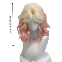 Peluca Bob sintética de cuero cabelludo simulado, color rosa y azul, Cosplay Harajuku, pelucas onduladas cortas y rizadas, cubierta completa para la cabeza, peluca sintética en capas para Halloween - details 0