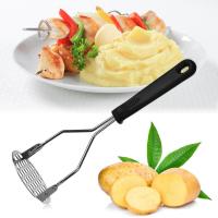 Exprimidor de cocina para hacer patatas, machacador de patatas de acero inoxidable, triturador de verduras, mango negro - details 4