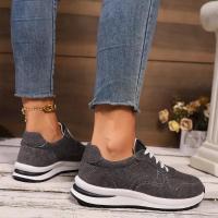 Mujeres de mezclilla azul zapatillas de deporte de fondo grueso,Zapatillas de deporte de moda de fondo grueso con cordones,Zapatillas de deporte cómodas y casuales - details 6