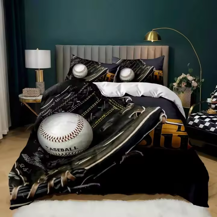 Juego de Cubierta de Edredón de Béisbol 3D Ropa de Cama Deportiva para Niños - 1