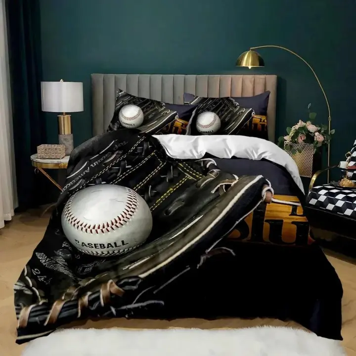 Juego de Cubierta de Edredón de Béisbol 3D Ropa de Cama Deportiva para Niños - 1