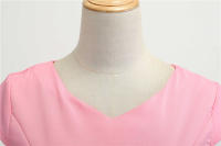 Women summer vintage with belt short sleeve v neck elegant retro swing party dresses - details 6