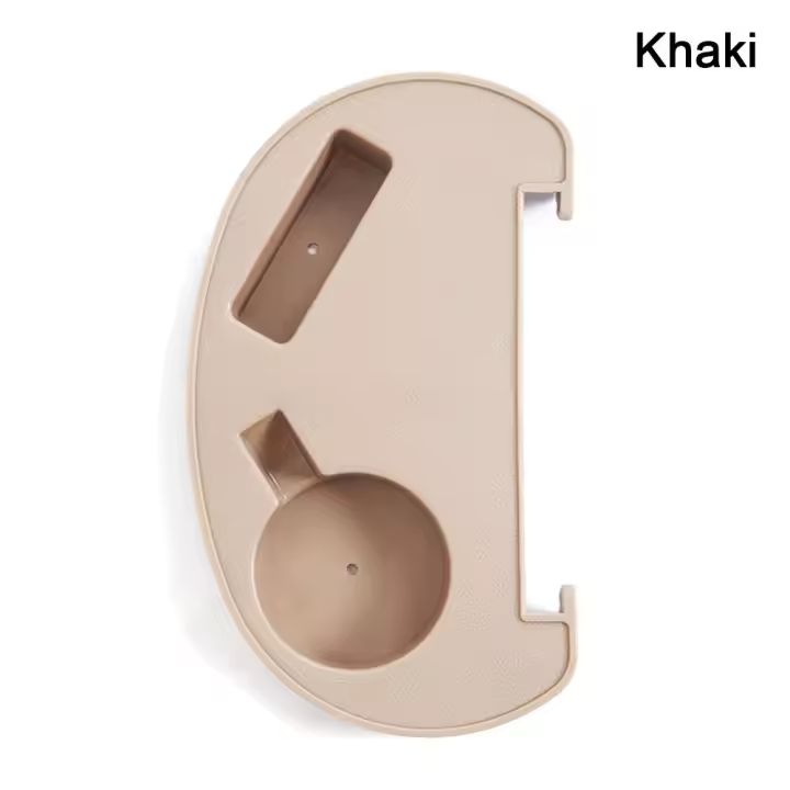 Silla plegable reclinable de 1 piezas, soporte portátil para bebidas, bandeja lateral para desayuno, color negro y caqui, portavasos para playa - 1