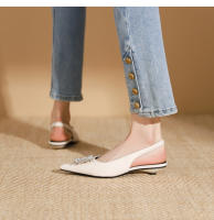 Nuevos zapatos planos de estilo francés con hebilla cuadrada y boca baja para mujer - details 20