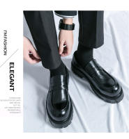 Mocasines de moda para hombre que realzan la sonrisa, zapatos de cuero formales de negocios con suela de plataforma - details 10