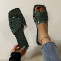 Nuevas Sandalias Platas para Mujer Gran Tamaño, Patrón de Piedra Sólida, Fondo Plano, Cabeza Cuadrada - details 5