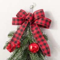 Colgante DIY corona navideña Artificial Bowknot bayas rojas vibrantes guirnalda de árbol de Navidad piñas PVC ventana decoración colgante puerta - details 6