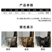 Moda señoras Tote bolsos de gran capacidad de algodón acolchado bolsa de compras rombo bolso portátil acolchado sólido para viajes de ocio - details 1