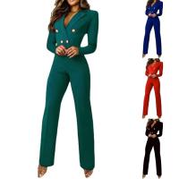 Pelele elegante de manga larga para mujer, Pantalones rectos de cintura alta, monos con solapa para mujer, mono para mujer - details 6