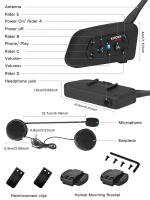 Intercomunicador Bluetooth V6 Pro para Casco de Motocicleta con Comunicación Inalámbrica de 1200M para 6 Riders Estéreo Impermeable 850mAh - details 8