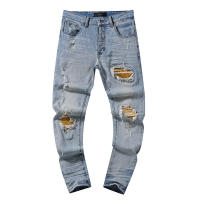 Jeans desgastados retro americanos de marca violeta, vintage, moda callejera desgastada - details 7