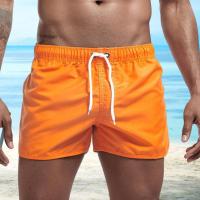 Pantalones cortos de surf de playa para hombre, cintura elástica de tiro bajo, cordón, ribete lateral irregular transpirable, traje de baño, verano - details 12