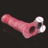 Y-2209L consolador hueco de silicona masculino cubierta de pene extendida y agrandada, juguete sexual para adultos - details 1