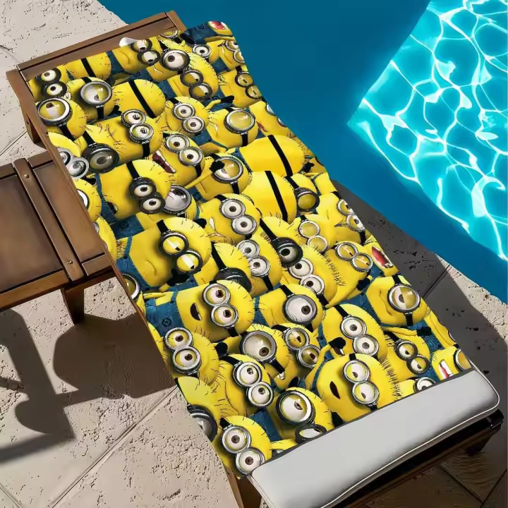 M-Minions-piscina de dibujos animados para playa, arena portátil de secado rápido, manta de natación para viajes al aire libre, estera fina, Toalla de baño - 1