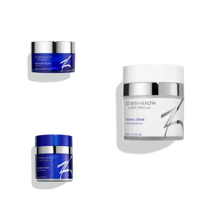 ZO SKIN Exfoliante Polaco 65g + Crema Recuperadora 50ml + Crema Renovadora 50ml Set de tres piezas - 1