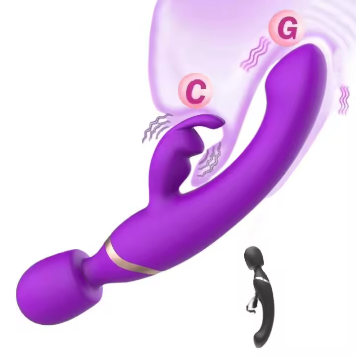 Leten-vibrador de 10 modos para mujer, consolador vaginal, masturbación femenina 3 en 1, vibradores de punto G de conejo, palo de masaje de clítoris potente, Juguetes sexuales para - 1