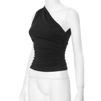 Camiseta sin mangas con espalda descubierta y un solo hombro, color caramelo, Ustada, sexy, sin cuello, casual - details 25