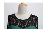 Lace patchwork summer women a line elegant vintage party dress with belt - details 13