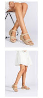 Sandalias de cuña de playa con relieve, nuevas sandalias de verano de tacón alto, modernas, cómodas y casuales, zapatos romanos de una sola tira. - details 1