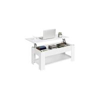 Mesa Centro Elevable de Madera Mesa de Café para Salón con Revistero Mueble de Diseño Moderno 104,5 x 49,5 x (49-61,5) cm Blanco - details 6