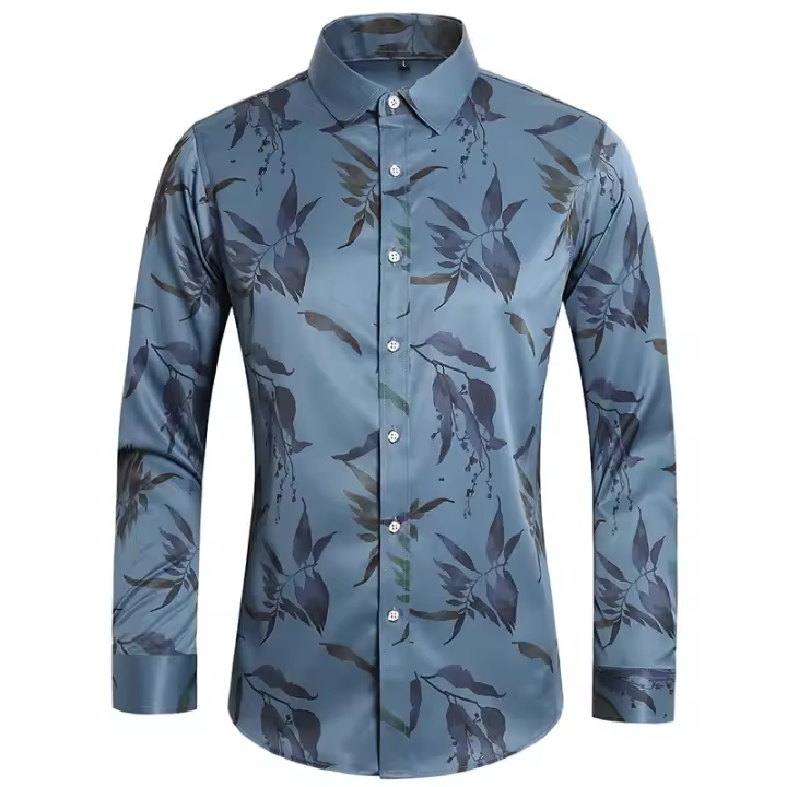 Camisa de negocios con imprimación numérica para hombres, camisas para manches longues, camisas para fumar, décontracté, fête, boîte de nuit, plage, printemps, mode automne - 1