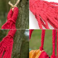 Hamaca de tela para 1-2 personas con correas para árboles, hamaca colgante a rayas de 264 libras de capacidad, 102x32 pulgadas para exteriores e interiores con bolsa de transporte - details 8