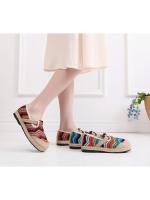Zapatos de cáñamo de estilo étnico, de tela, de suela plana y lino bordado, transpirables y clásicos, para mujer, antideslizantes para interiores y exteriores, 2025 - details 1