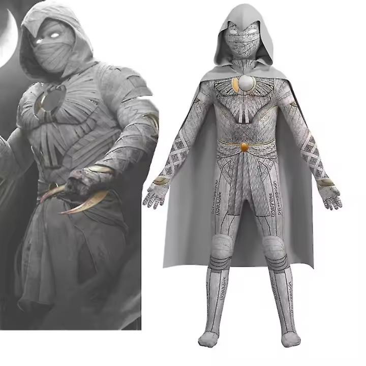 Disfraz de Halloween de Moon Knight Marc Spector para niños, conjunto de mono con capa, trajes de actuación para fiesta de carnaval, i - 1