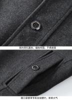 Chaqueta de lana informal de negocios ajustada con un solo pecho de color sólido de invierno cortavientos de mezcla chaqueta cortavientos de lana para hombre chaqueta para hombre abrigo - details 16