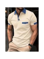 Verano de los hombres de moda transpirable color a juego de bolsillo de los hombres POLO camisa deportiva polo. - details 11