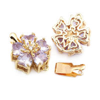 4 juegos de collares de flores de latón y circonita de Color dorado de 18K, cierres de conexión, suministros para hacer joyas Diy, accesorios para mujer - details 12