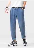 Jeans Casuales para Hombres en Primavera-Otoño Cintura Elástica, Pantalones de Denim de Trabajo Azules Estilo Hip Hop Joggers Streetwears - details 12