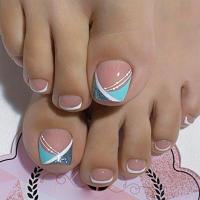 Verano degradado francés menta azul uñas cortas uñas femeninas uñas vestibles uñas postizas - details 0