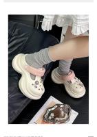 Nuevos zuecos de moda con bloques de color, cintura pequeña, para mujer, con suela gruesa, que aumentan la altura y antideslizantes. - details 4
