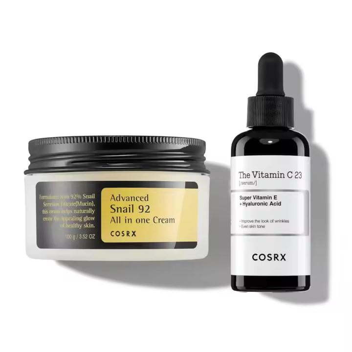 COSRX Post Acne Mark Recovery - Mucina de caracol 92% hidratante + suero de vitamina C 23%, hidratación intensiva para líneas finas, - 1
